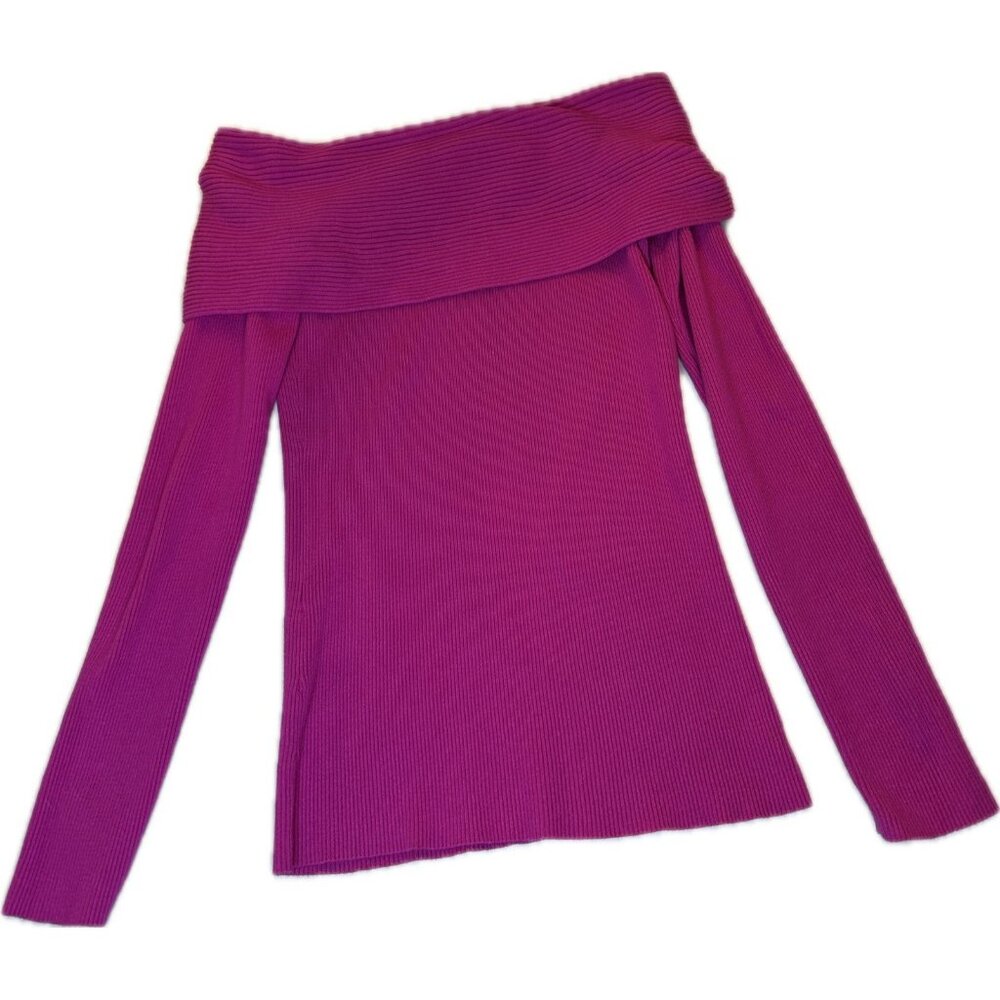 International Concepts Womens Off Shoulder Pullover Sweater Pink Ribbed Small - Picture 2 of 7